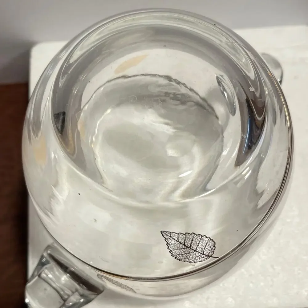Vintage Crystal glass ice bucket gold Leaf design cocktail party